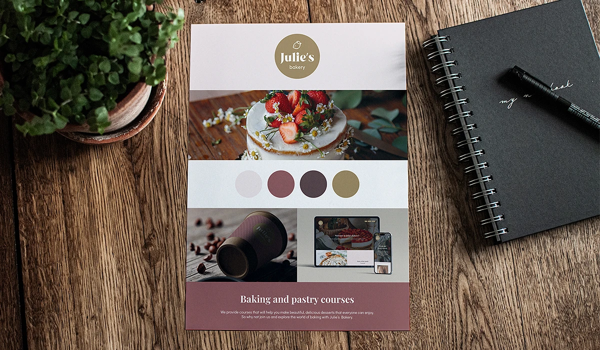 By Caroline - Julie's Bakery visuell identitet, logotyp, färger, typsnitt